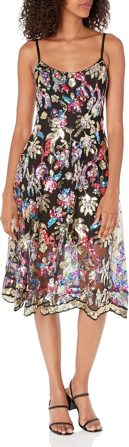 NEW SIZE SMALL Dress The Population Womens Uma Uma Sweetheart Bodice Fit and Flare Midi DressDress